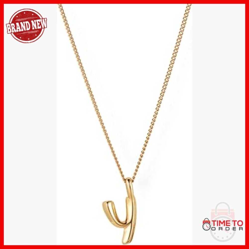Adjustable Monogram Pendant Necklace with Lobster Clasp, Gold Plated Steel